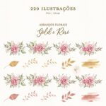 Kit Digital Arranjos Florais Gold e Rosé