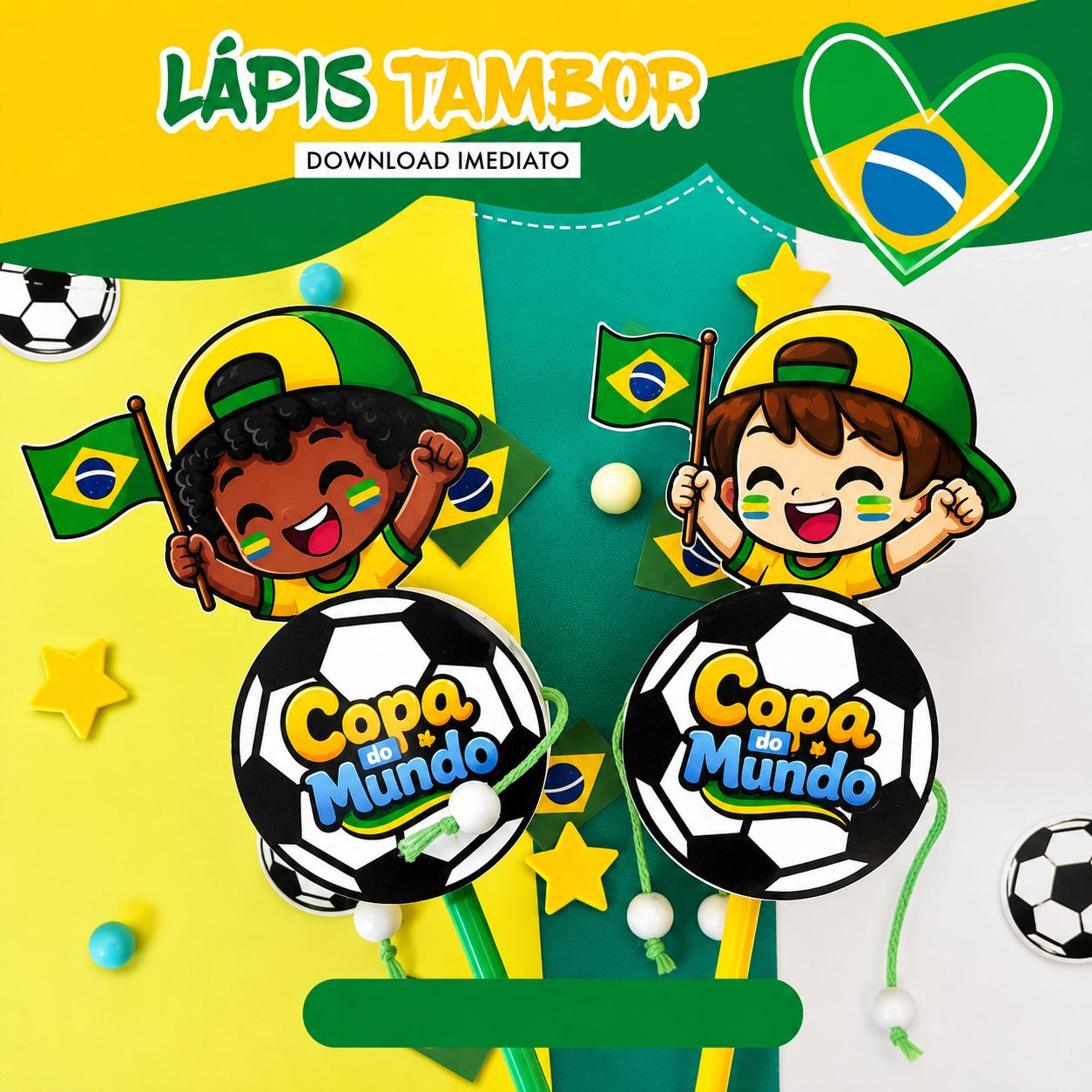 Lápis Tambor de Mão Copa do Mundo Arquivo Copa do Mundo Lápis Tambor - Imagem 1